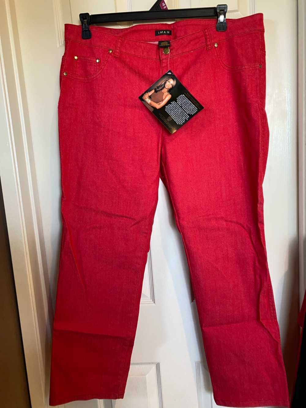 IMAN Bright Red Straight-Leg Jeans